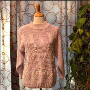 JJ Fargo Hand Knitted Purple Sweater Size Medium